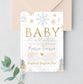 Editable Winter White Gold Baby Shower Invitation