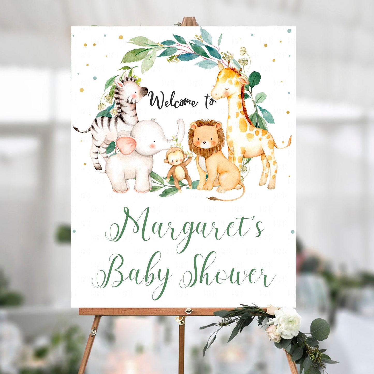 Editable Safari Baby Shower Welcome Sign