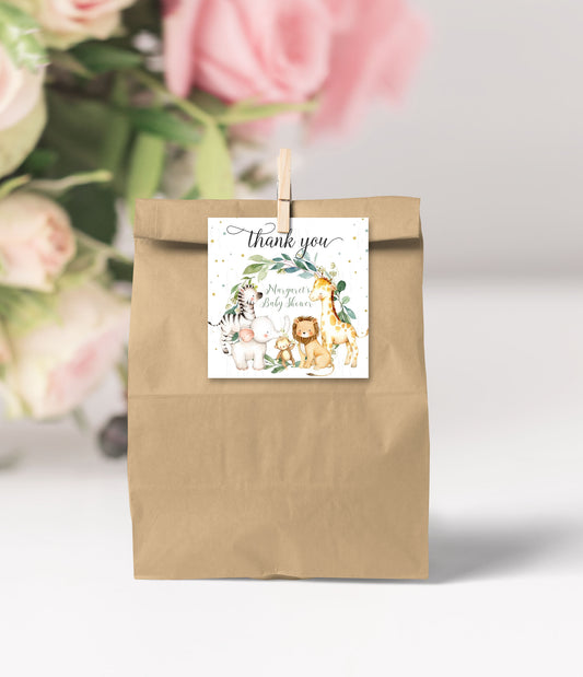 Editable Safari Baby Shower Favor Tags