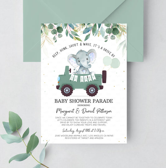 Editable Drive By Baby Shower Invitation