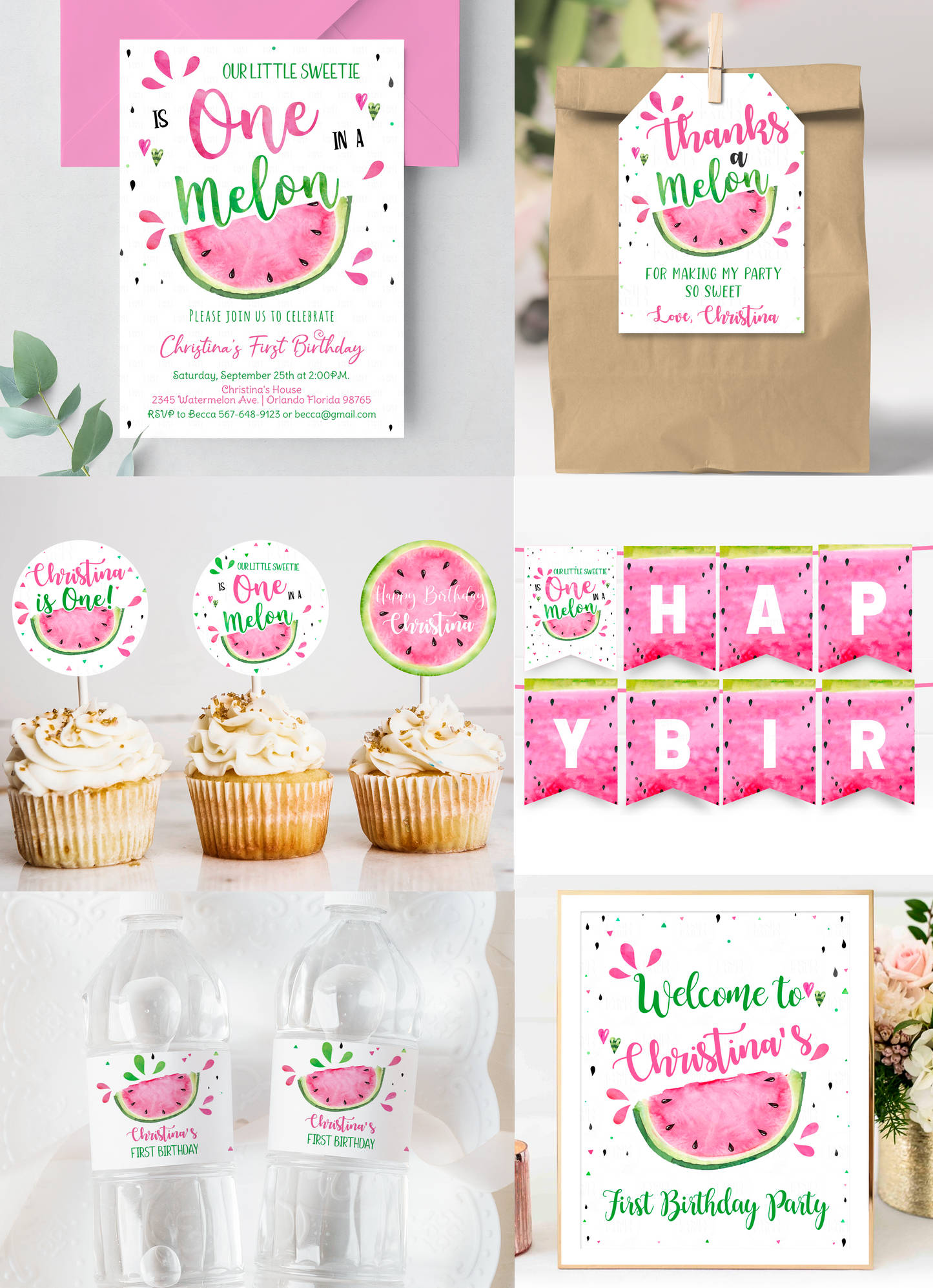 Editable Watermelon Party Package