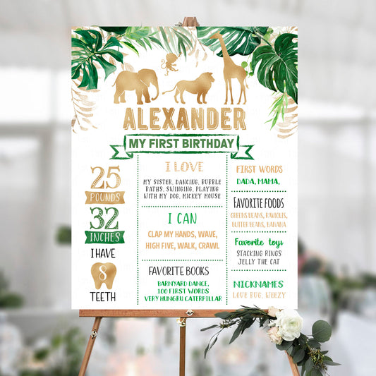 Editable Safari Milestone Birthday Poster