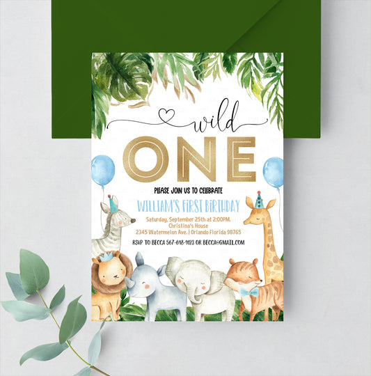 EDITABLE Safari Birthday Invitation