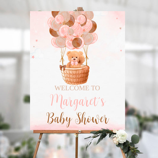 Editable Teddy Bear Baby Shower Welcome Sign, Bear Themed Baby Shower Welcome Sign, Printable Baby Shower Party Sign, Yard sign Download