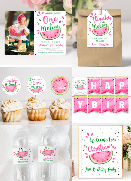 Editable Watermelon Party Package