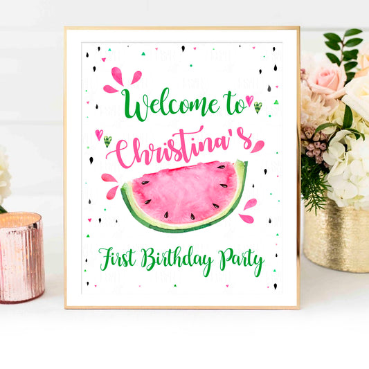 Editable Watermelon Birthday Party Welcome Sign