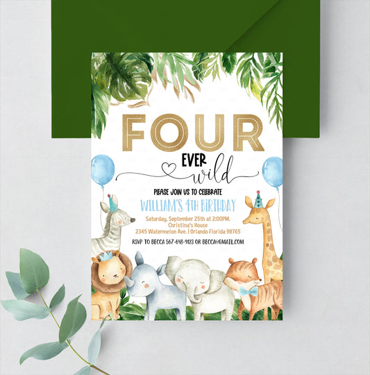 EDITABLE Safari Birthday Invitation