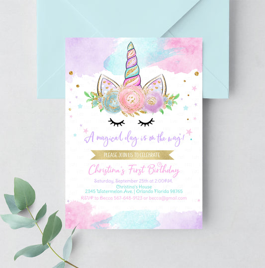 Editable Unicorn Invitation