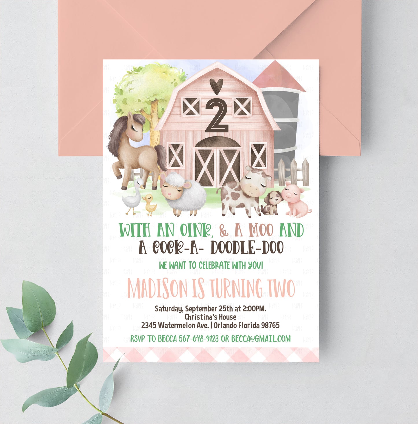 Editable Farm Birthday Invitation