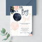 Editable Gender Reveal Navy And Pink Baby Shower Invitation