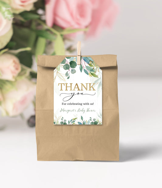 Editable Greenery Baby Shower Favor Tags