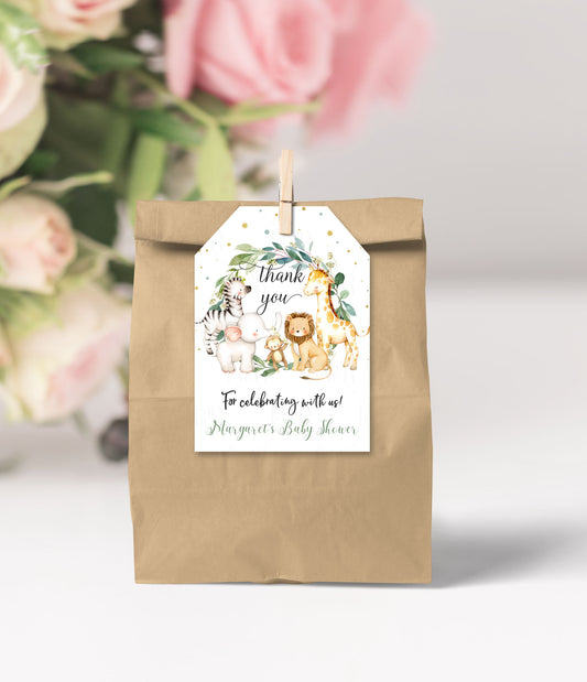 Editable Safari Baby Shower Favor tags