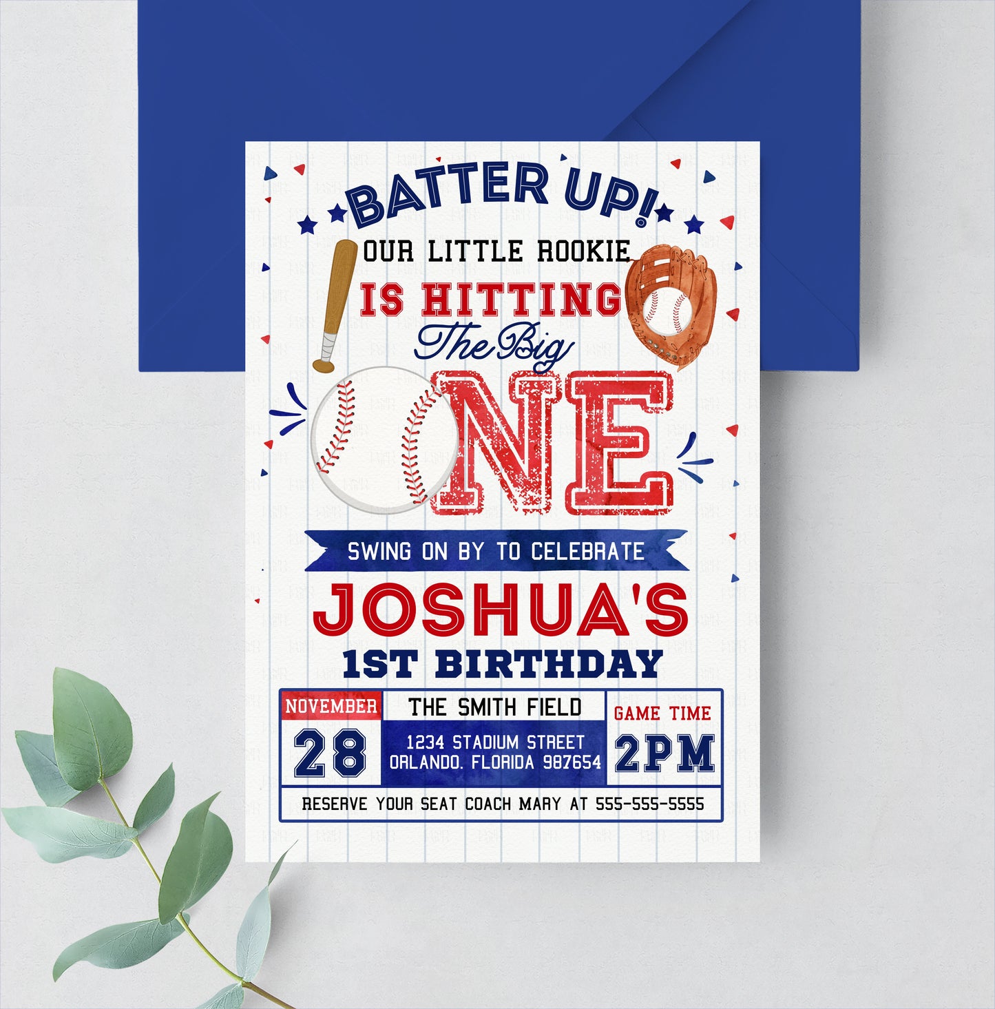 EDITABLE Baseball Invitation