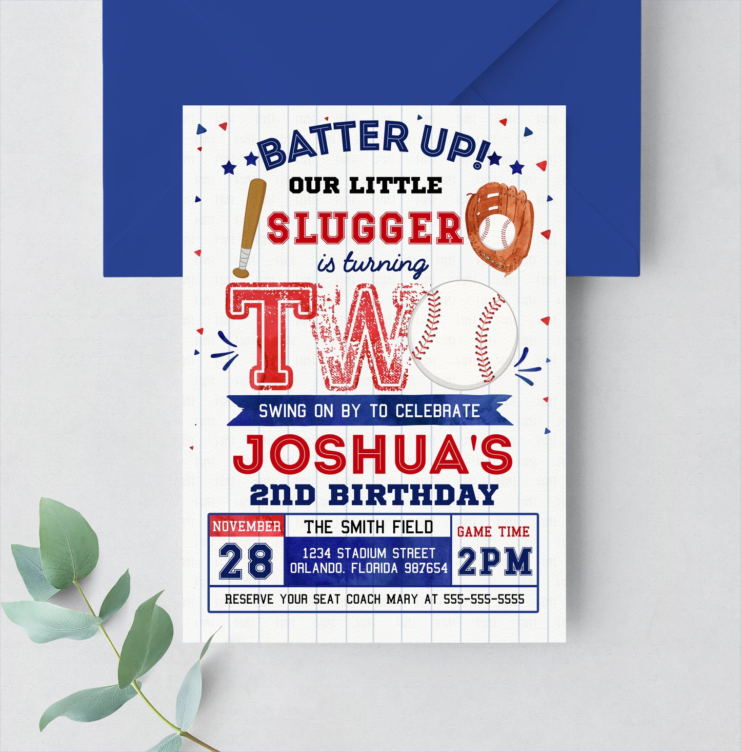 EDITABLE Baseball Birthday Invitation