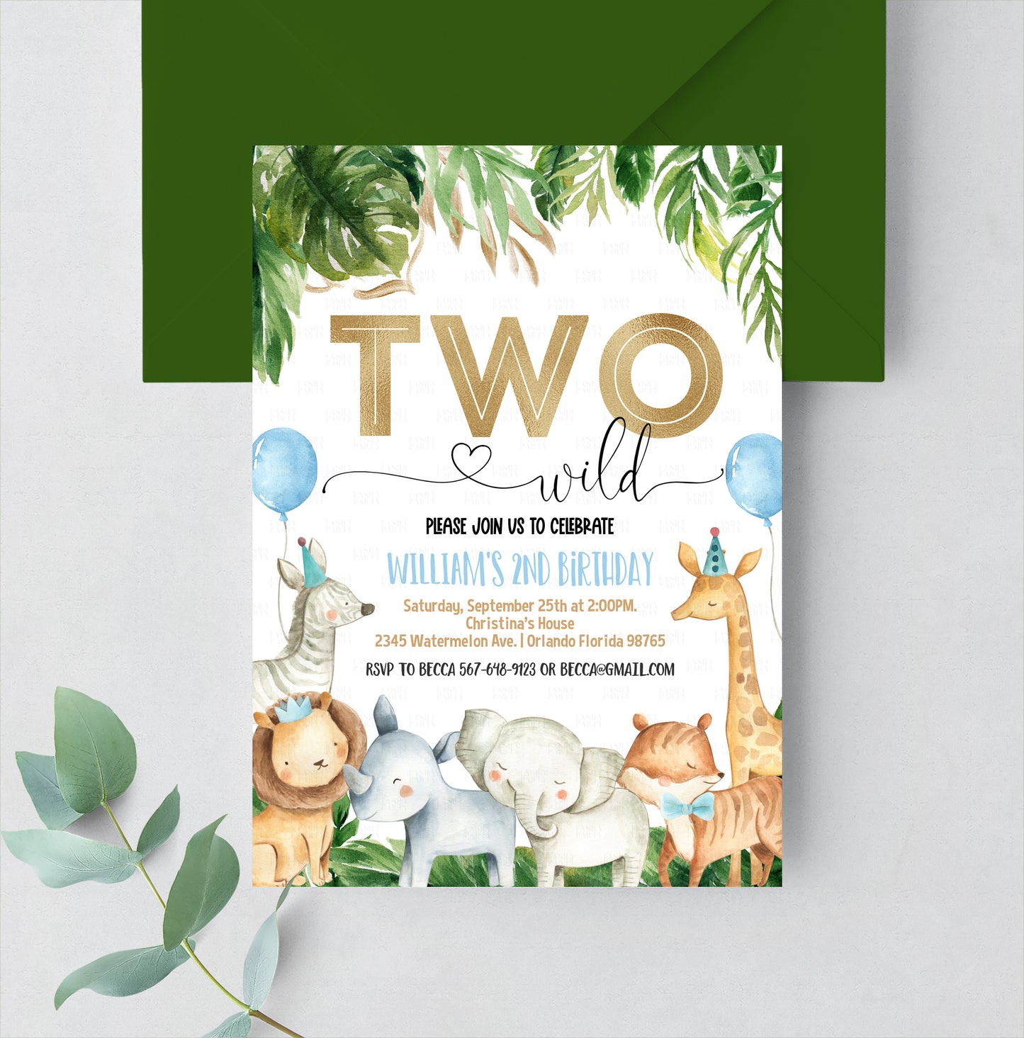 EDITABLE Safari Birthday Invitation