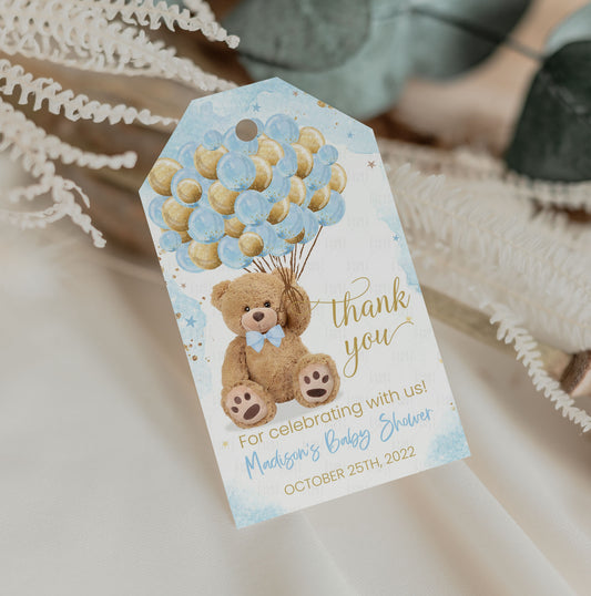 Editable Teddy Bear Baby Shower Favor Tags