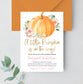 Editable Little Pumpkin Baby Shower Invitation