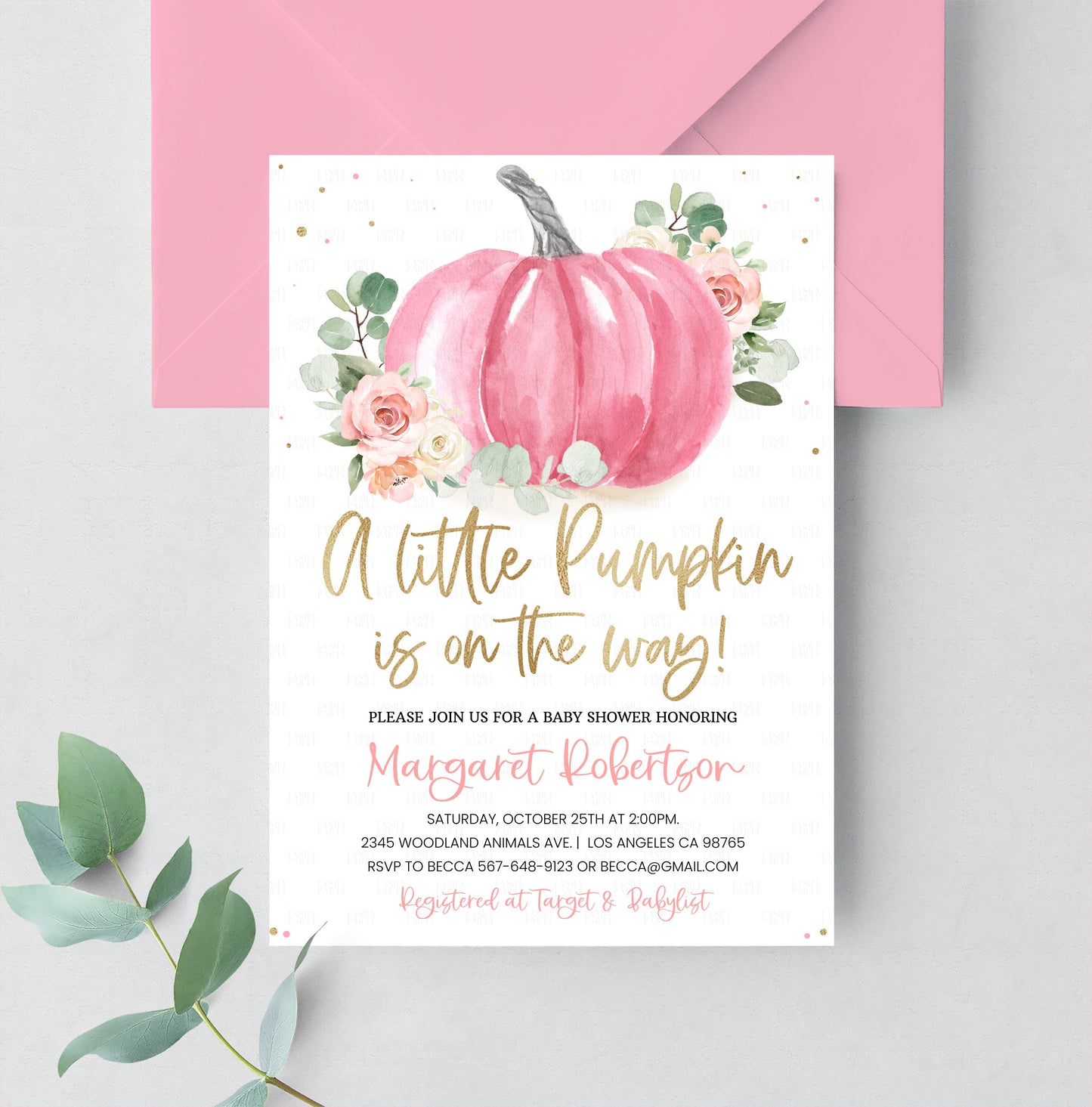 Editable Little Pumpkin Baby Shower Invitation