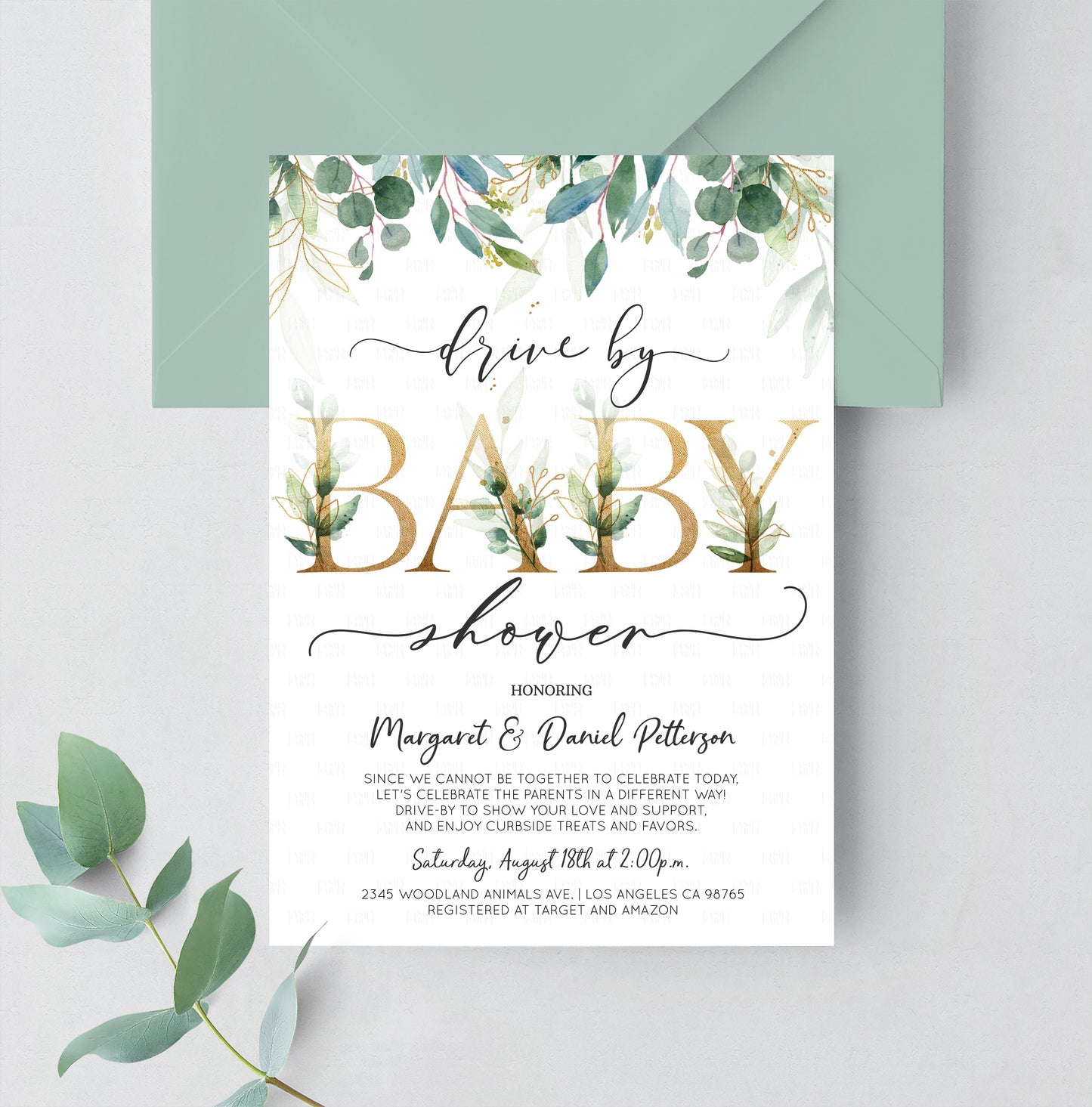 Editable Drive By Baby Shower Invitation