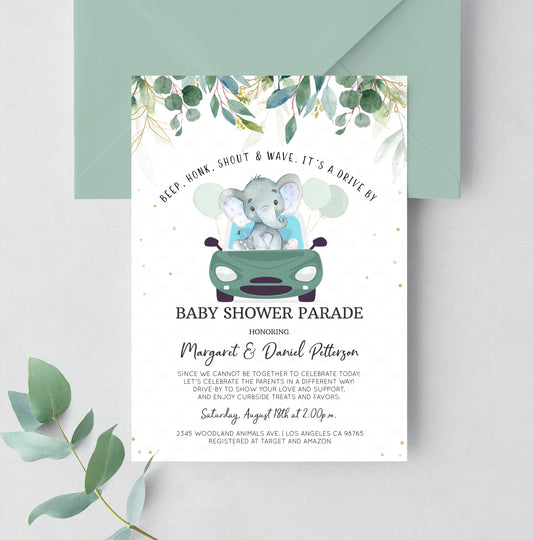 Editable Drive By Baby Shower Invitation