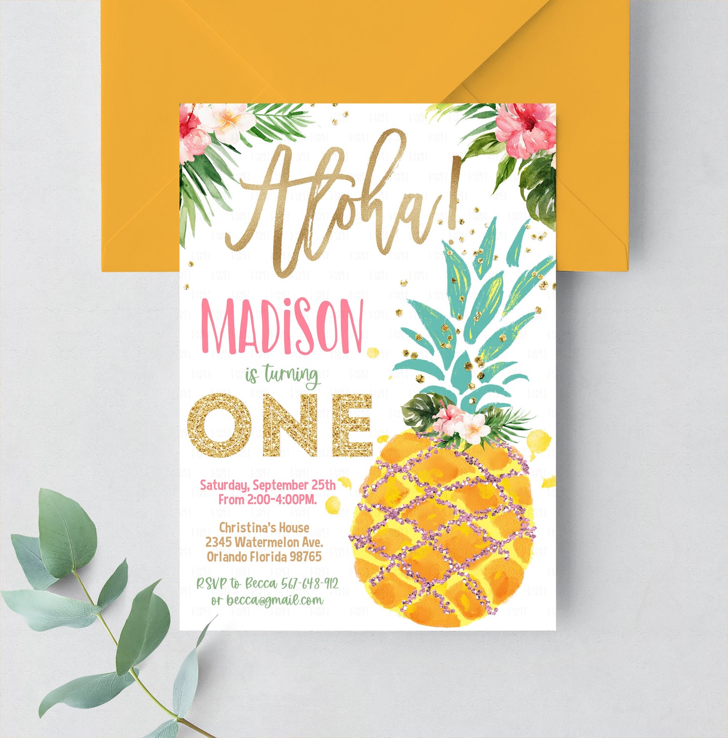 Editable  Aloha Birthday Invitation