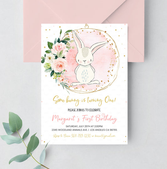 Editable Bunny Birthday Invitation