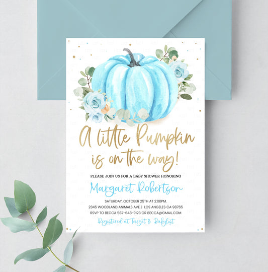 Editable Little Pumpkin Baby Shower Invitation