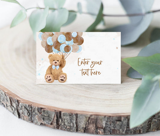 EDITABLE Teddy bear Baby shower Food tags