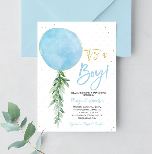 Editable Its A Boy Baby Shower Invitation