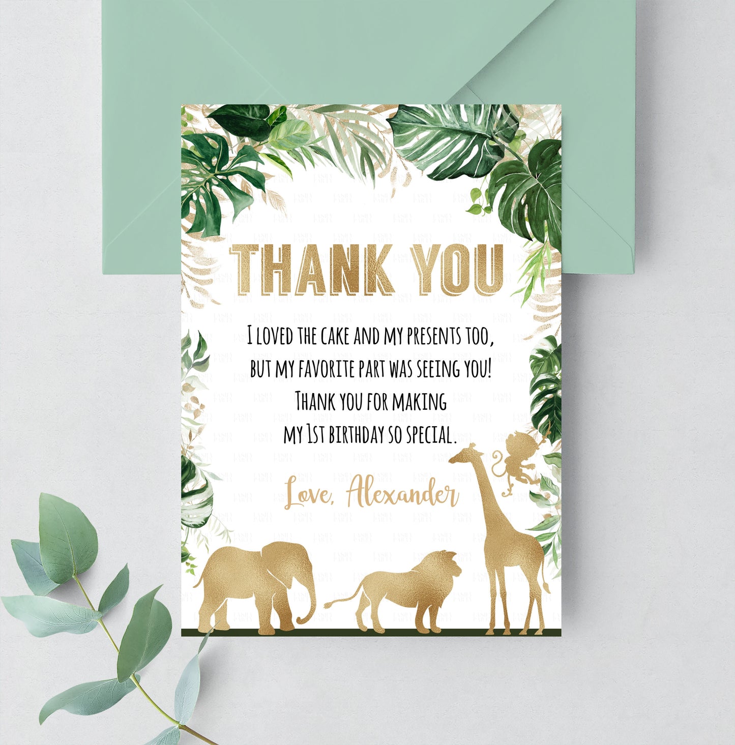 Editable Safari Thank You Card