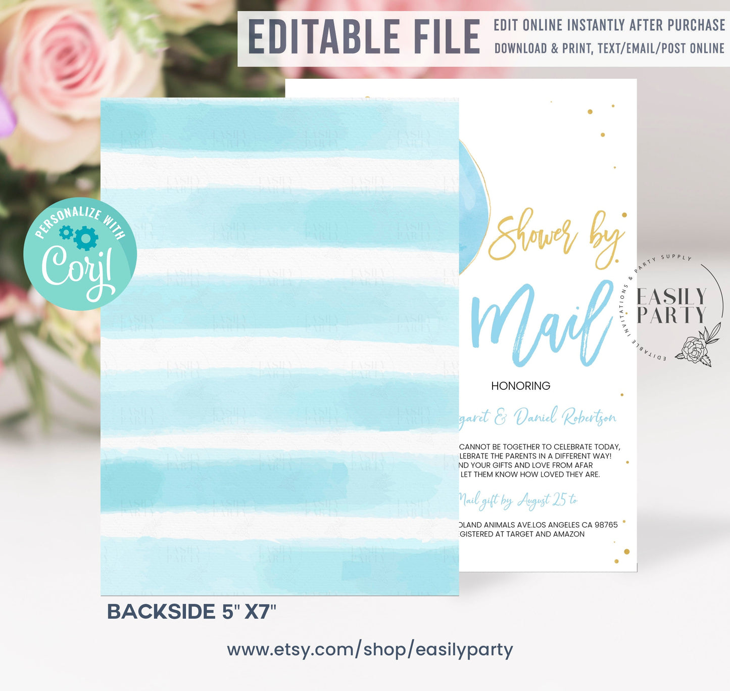 Editable Baby Shower by Mail Invitation