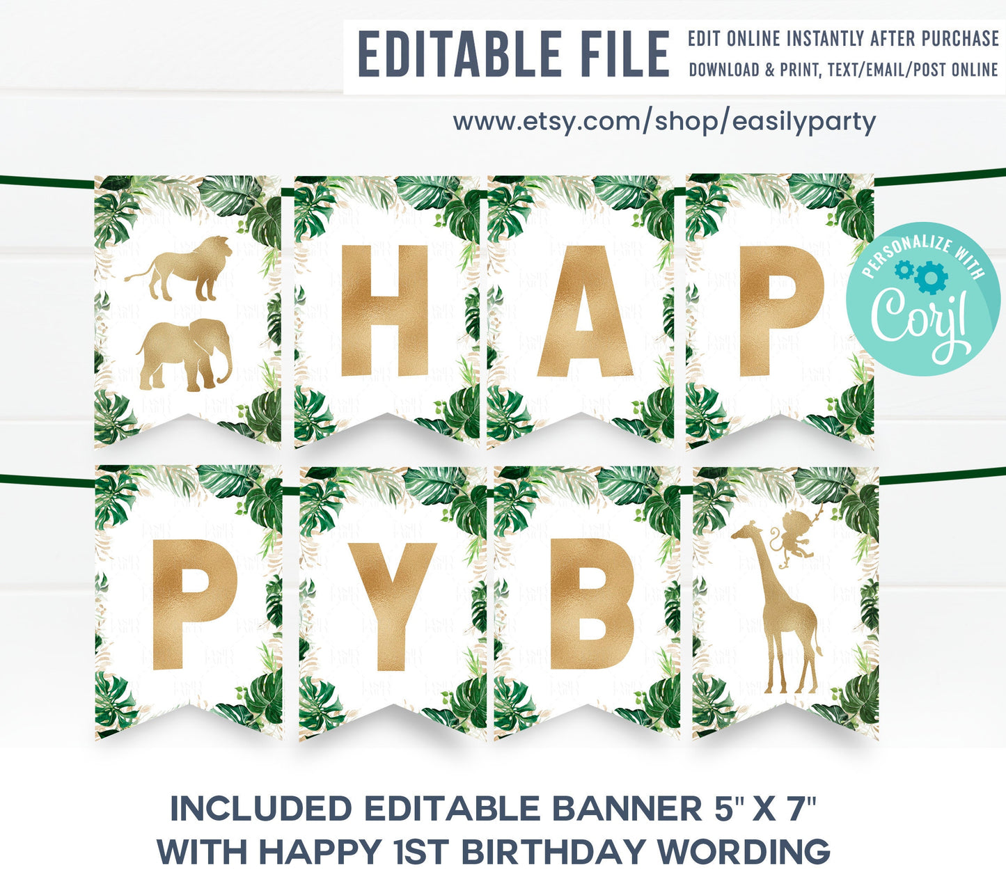 Editable Safari Party Banner