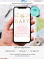 Editable Winter Pink Gold Baby Shower Invitation