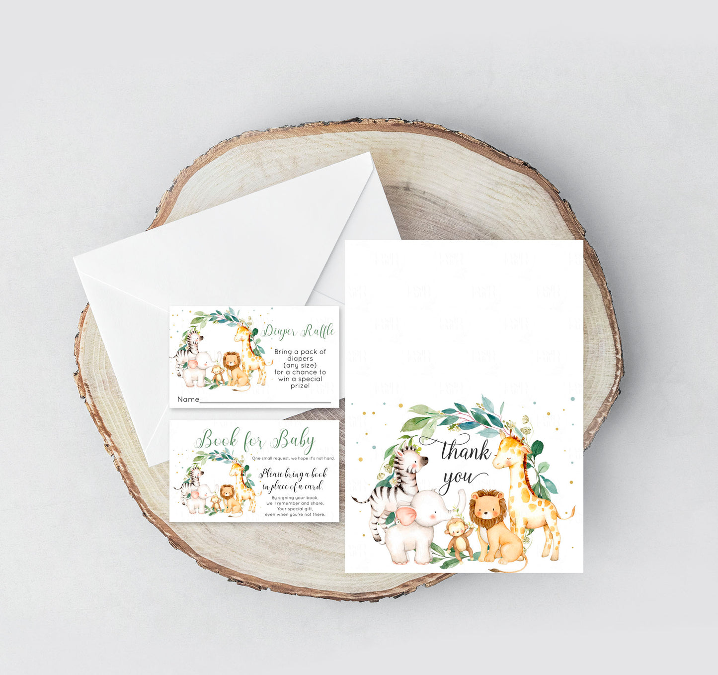 Editable Safari Baby Shower Thank You Card