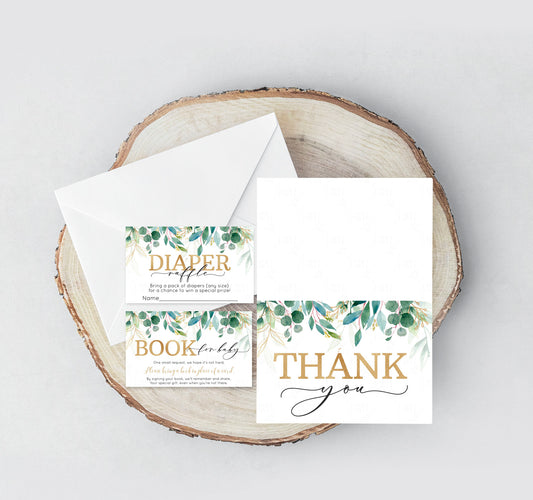 Editable Greenery Baby Shower Thank You Card