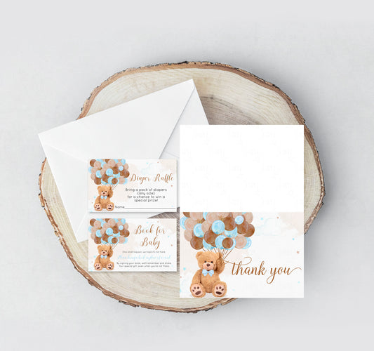 Editable Teddy bear Baby Shower Thank you card