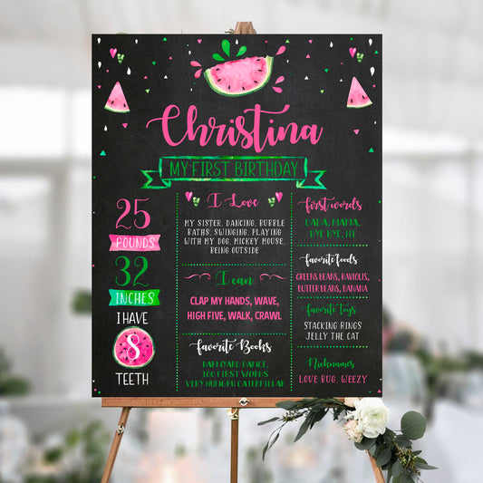 Editable Watermelon Milestone Birthday Poster