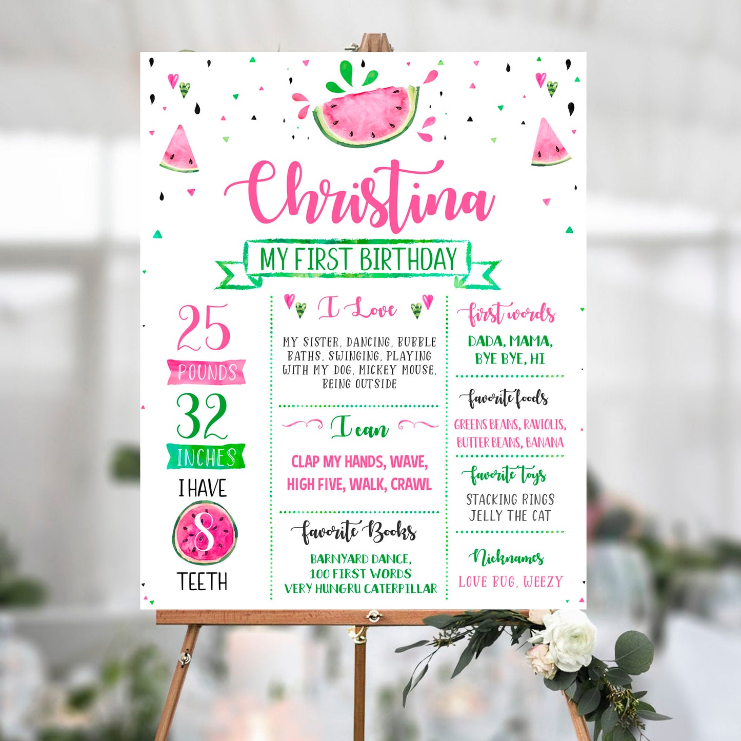 Editable Watermelon Milestone Birthday Poste