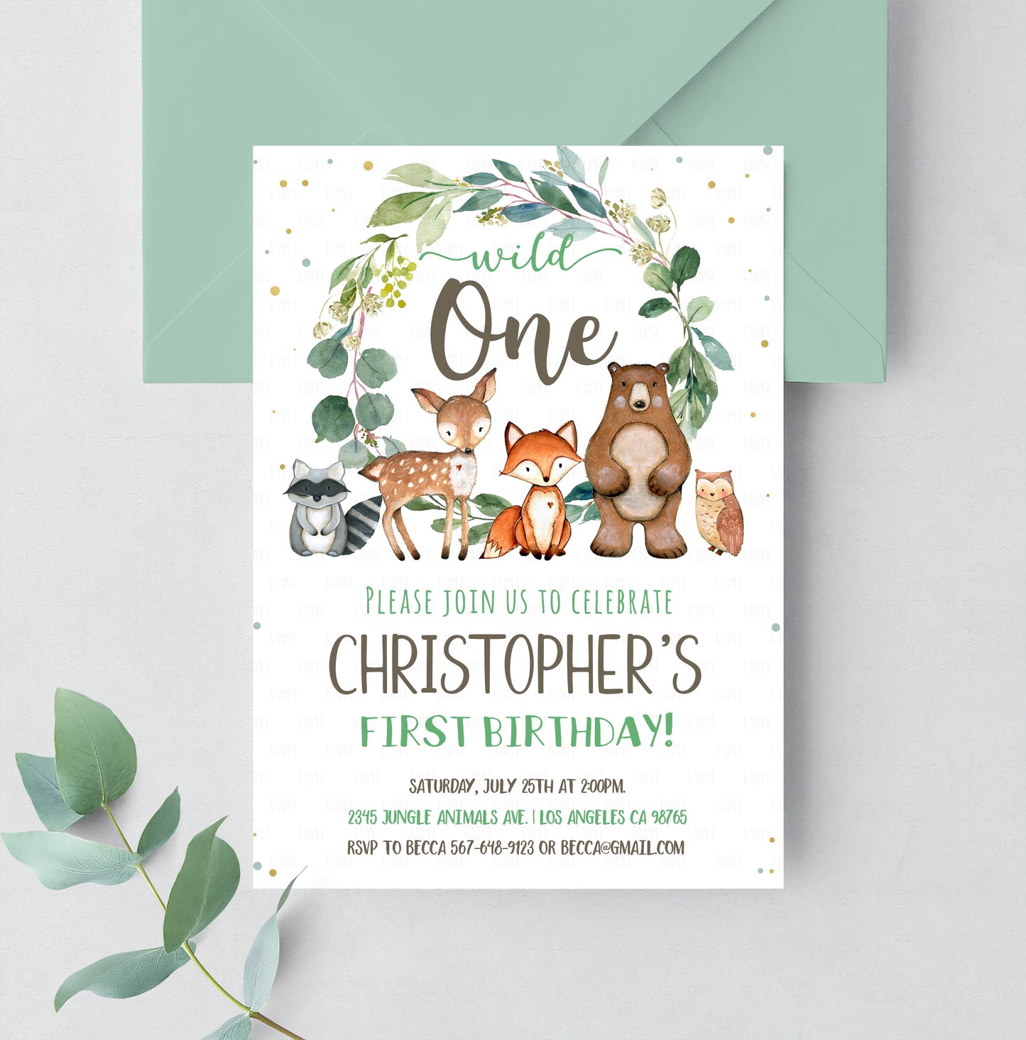 Editable Woodland Birthday Invitation